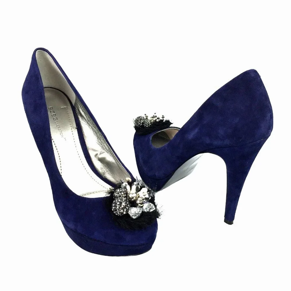 BCBGeneration‎ Scottie Suede Embellished Vamp Platform Stilettos